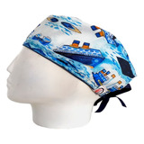 Gorro Quirúrgico Barcos Azul  Antifluido + Lanyard 