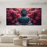 Quadro Sala Buda Flor De Lottus Buddha Decorativo 130x70