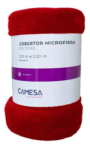 Manta Solteiro Microfibra Antialérgico Vermelho Camesa