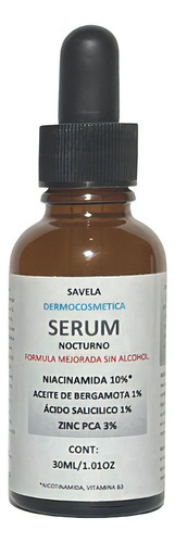 Serum Noche, Niacinamida 10%, Zinc Pca, Ac. Salicilico 30ml Momento De Aplicación Noche Tipo De Piel Todo Tipo De Piel