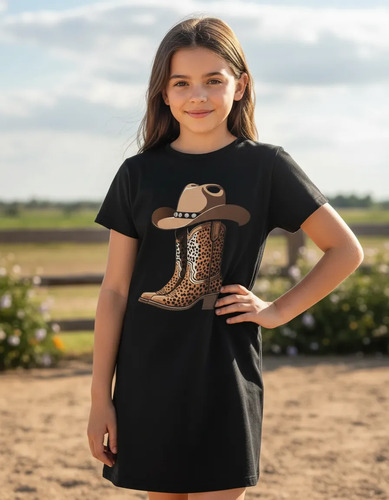 Vestido Niña Estampado Bota Vaquera Print