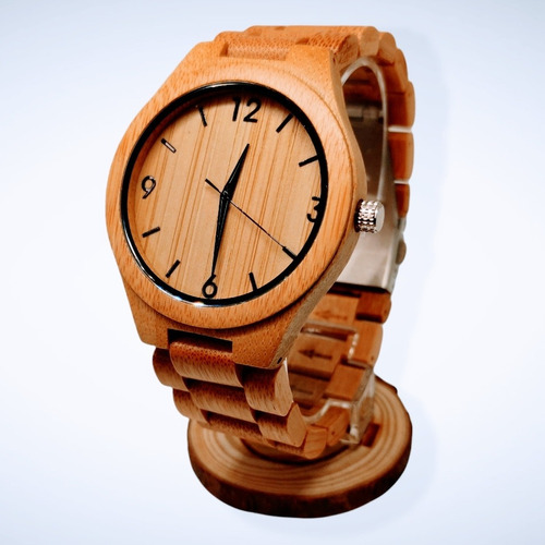 Reloj Bambú Natural Regalo De Navidad Personalizado Con Caja
