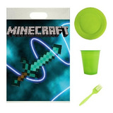 6 Pack Cotillón Minecraft Cumpleaños Niño Set