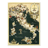 Antiguos Mapas - El Gourmet Mapa De Italia - Carta Gastr