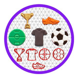 Kit 5 Cortadores Futebol Bola Camisa Biscoito Cupcake 5 Cm