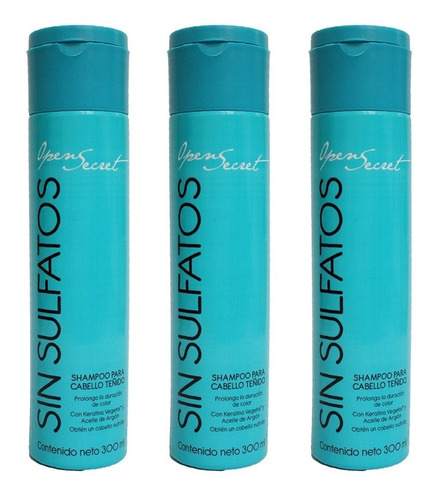 3 Piezas De Open Secret Sin Sulfato Shampoo 300ml