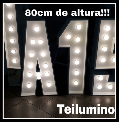 Alquiler De Letras Luminosas 80cm Altura De Madera Blanca!!