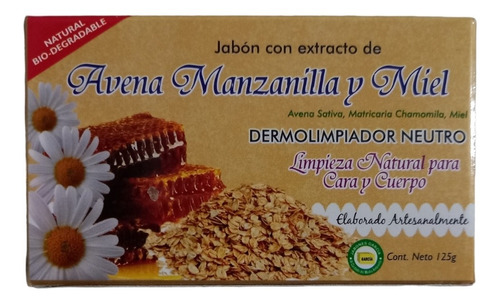 Jabon Natural Avena Manzanilla Y Miel Ecológico Garcia 125g