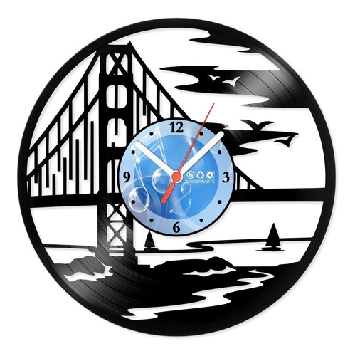Relógio De Parede Disco Vinil Golden Gate Bridge - Vdi-151