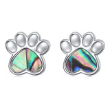 Aretes Plata S925 Con Diseño Pata Perro Gato Diseño Huellas