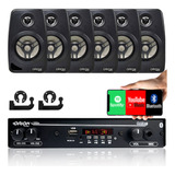 Kit Som Ambiente 1002 Bt Control + 6 Caixas Parede Preta 55w