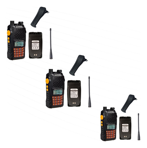 Kit 3 Radio De Comunicação Uv6r Bateria Antena Clip Somente 