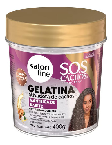 Gelatina Ativador De Cachos Karité Antifrizz Salon Line 400g