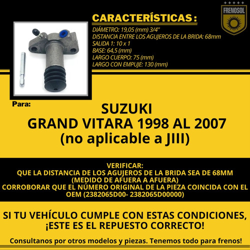 Bombin Embrague Suzuki Grand Vitara 1998 Al 2007 Foto 2