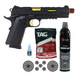 Pistola Redwings 1911 Gold Híbrida Green Gás 6mm Airsoft