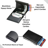 Carteira Futuro Rfid Slim Porta Cartões Antifurto Lancament Cor Preto Desenho Do Tecido Fibra De Carbono