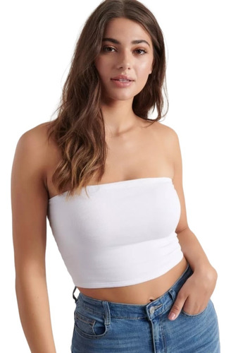 Crop Top Básico Strapless Variedad De Colores +