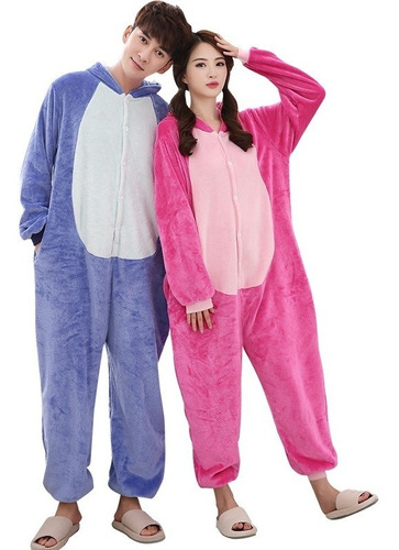 Pijamas De Franela Stitch Ropa Pareja De Dormir A