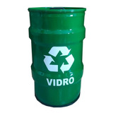 Lixeira Metalica Tambor Reciclagem Vidro Tonel 50lt