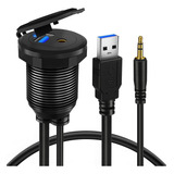 Cable Empotrado Usb 3.0 Con Puerto Auxiliar De 3,5 Mm Para M