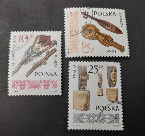 Sello Postal Polonia - Instrumentos Musica Antiguos
