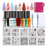 Kit De Sellos De Unas De 8 Colores, Esmalte De Estampado De