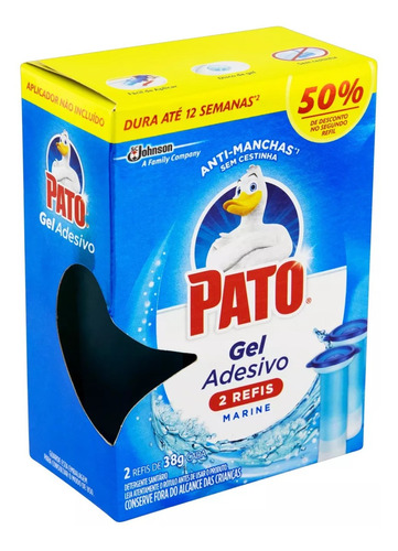 Kit 2 Refil Desodorizador Pato Gel Adesivo Marine 38g