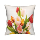 Fundas De Almohada Cuadradas Hermosas Flores De Tulipan...