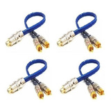 4 Cabo Rca Y Blindado 2m1f Plug Metal Banhado Ouro Crossover