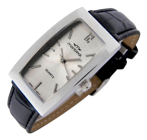 Reloj Montreal Hombre Ml1141 Metal Malla De Cuero Sintetico