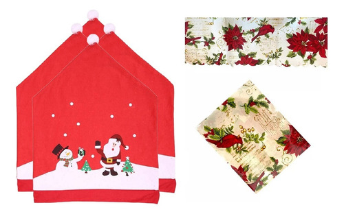 Funda Sillas Navidad + Mantel Navidad + Mantel De Navidad - 