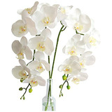 2 Tallos De Orquídeas De Tacto Real, Flores Artificiales, Or