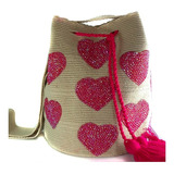 Mochilas Wayúu Originales-grandes Con Corazones Decorados