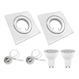 Pack Spot Cuadrado Blanco Interior Dicro Led Luz Cálida 7w 