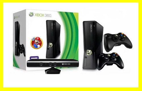  Xbox 360 Slim 4gb 02 Controles 01 Kinect + Brindes 
