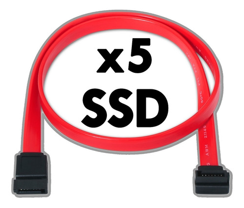 Kit 5 Cables Sata 3 Ill 6 Gb/s De Datos Para Ssd 50cm Largo
