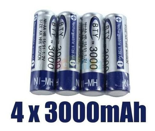 Pilas Baterias Recargable Aa Bty 3000 Mah  