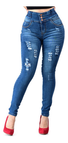 Pantalon De Mezclilla De Dama Corte Colombiano Itzi Jean 504