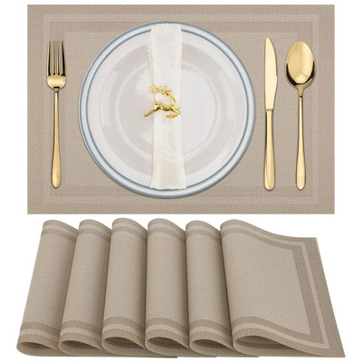 VAKRNY Set de 6 Manteles Individuales Antideslizantes, Impermeables y Antimanchas - Tela de Poliéster Lavable a Máquina, Ideales para Mesa de Comedor, Restaurante, Cafetería y Hogar, Color Khaki | MercadoLibre