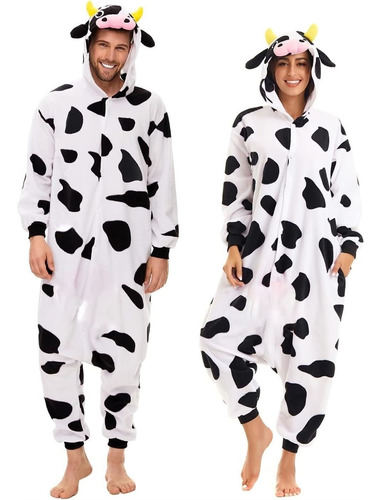 Ropa Pareja , Pijama Una Pieza Vaca Franela Otoño E Invierno