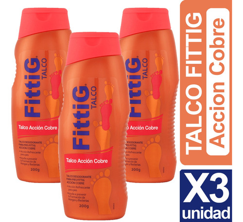 Pack X3 Fittig Desodorante Talco Acción Cobre 200g