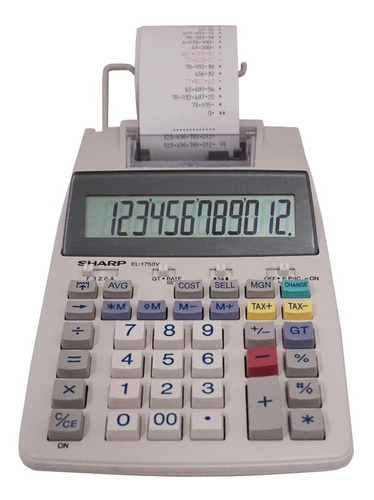 Calculadora De Impressão De 12 Dígitos El-1750v Em Cor Esbranquiçada