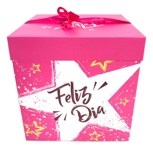 Pack 6 Cajas De Regalo Sorpresa Plegable 30cm Feliz Día 5113