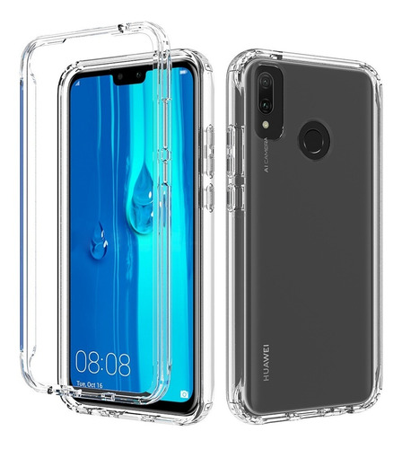 Funda 2 En 1 Rudo Para Modelos Huawei Bicolor Transparente