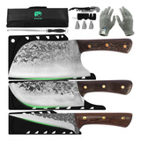 Fullhi Portable 10pcs Butcher Knife Set With Knife Bag An...
