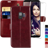 Funda Para Samsung Galaxy S9, Rojo/billetera/cuero/soporte