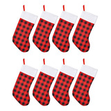 Calcetines Navideños A Cuadros, Paquete De 8, Para Familia