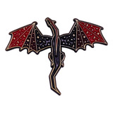Pin Origami Metálico Dragon Rojo Negro + Caja De Regalo