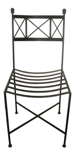 Silla De Hierro Forjado Estilo Romano Pata Recta Epoxi Negro