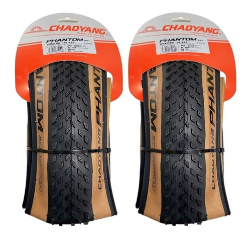 Par De Pneu Mtb Chaoyang Phantom Wet Aro 29x2.20 Fx Creme Cor Preto C/marrom